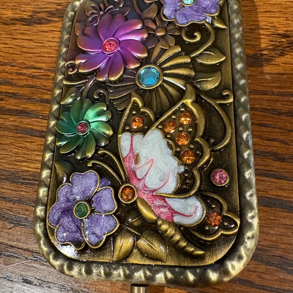 Floral Butterfly Embellished Gold Clutch